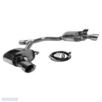 Bastuck Rear silencer with single tailpipes 1x Ø?100?mm LH+RH, cut obliquely at 30° with exhaust flap - 15+ Audi A4 B9 FWD/Quattro / 16+ Audi A5 F5 FWD/Quattro