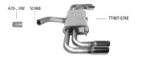 Bastuck Rear silencer with double tailpipes LH + RH, 2 x Ø 76 mm with inward curl, cut 20° - Audi TT 8J 1.8/2.0 Turbo