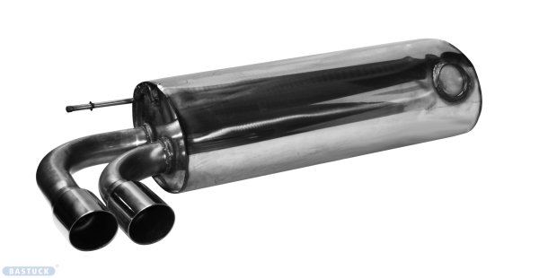 Bastuck Rear silencer with double tailpipe, cut 20° 2x Ø 76 mm - BMW 1 Series F20/F21 1.5T/1.6T/2.0T (+LCI)/Diesel