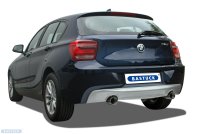 Bastuck Rear silencer with single tailpipe Ø 90 mm LH + RH (with RACE look) - BMW 1 Series F20/F21 1.5T/1.6T/2.0T/3.0T (+LCI/M140i/Diesel)