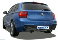 Bastuck Rear silencer with single tailpipe cut 30° Ø 90 mm LH + RH (with RACE Look) - BMW 1 Series F20/F21 1.5T/1.6T/2.0T/3.0T (+LCI/M140i/Diesel)