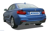 Bastuck Rear silencer with double tailpipe, cut 20°, 2 x Ø 76 mm - BMW 2 Series F22/F23 1.5T/2.0T (+LCI/Diesel)