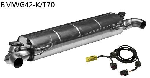 Bastuck Rear silencer with 1x exit Ø 70 mm LH+RH, for original rear aprons, with valve control - 21+ BMW 2 Series G42 M240i xDrive