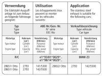 Bastuck Endschalldämpfer mit Einfach-Endrohr oval 153 x 95 mm - BMW 3er Serie E36 316i 1.9 Compact / BMW Z3 Roadster/Coupé (ohne 2.2L/3.0L)