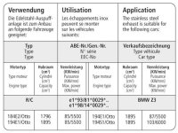 Bastuck Endschalldämpfer mit Einfach-Endrohr oval 153 x 95 mm - BMW 3er Serie E36 316i 1.9 Compact / BMW Z3 Roadster/Coupé (ohne 2.2L/3.0L)