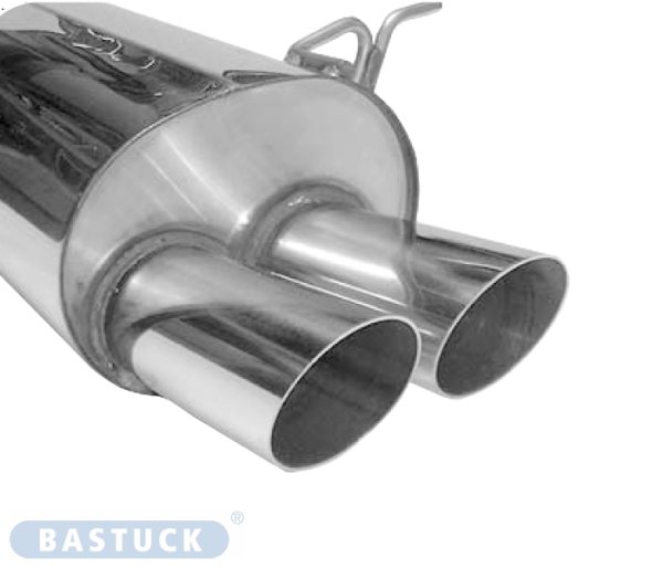 Bastuck Rear silencer with double tailpipes 2 x Ø 76 mm - 00-06 BMW 3 Series E46 320i/325i/330d/i (120+135+150 KW) 6-Cylinder Saloon/Estate/Coupé/Cabrio