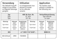 Bastuck Tube replacing central silencer - BMW 3 Series E46 330d (150 KW) Saloon/Estate/Coupé / BMW X3 Diesel