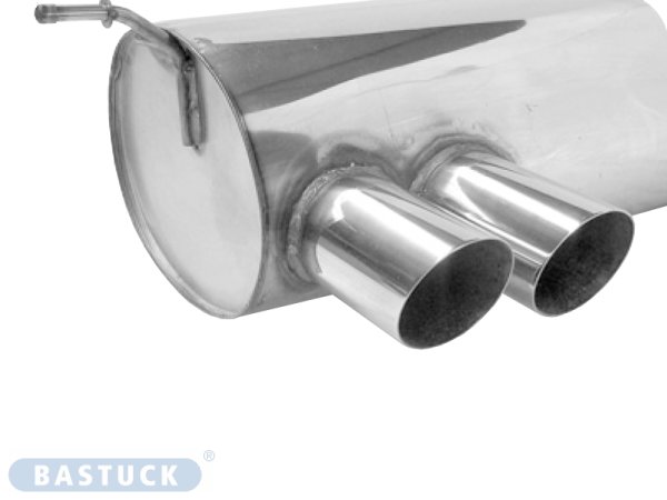 Bastuck Rear silencer with double tailpipes LH 2 x Ø 76 mm 20° cut - BMW 3 Series E46 316i/318i/320d/i/325i Compact