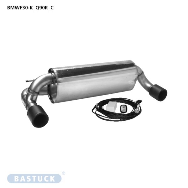 Bastuck Endschalldämpfer mit Abgasklappe und Einfach-Endrohr 1 x Ø 90 mm LH + RH Carbon - BMW 3er Serie F30/F31 1.6T/2.0T/3.0T / BMW 4er Serie F32/F33/F36 2.0T/3.0T