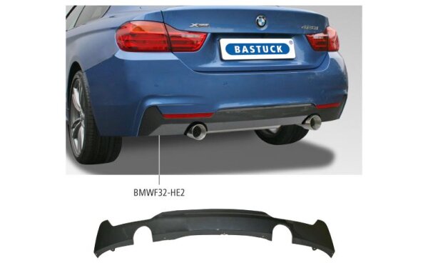 Bastuck Heckschürzeneinsatz, mit Ausschnitt für 2 x Einfach-Endrohr, Schwarz matt, lackierfähig - BMW 4er Serie F32/F33/F36 2.0T/Diesel (nur Fahrzeuge mit M-Paket)