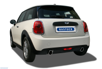 Bastuck Rear silencer with single tailpipe 90 x 110 mm LH+RH, cut 20°, with inward curl - Mini One First / One / Cooper F56
