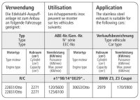 Bastuck Ersatzrohr für Vorschalldämpfer - BMW Z3 Roadster/Coupé 2.2/3.0