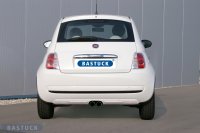 Bastuck Rear silencer transverse with double tailpipe 2 x Ø 76 mm, cut 20° central exit - Fiat 500 / 03+ Fiat Panda (w/o 100 PS) / 09+ Ford Ka RU8