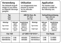 Bastuck Rear silencer transverse with single tailpipe oval 110 x 70 mm LH + RH exit - Fiat 500 / 03+ Fiat Panda (w/o 100 PS) / 09+ Ford Ka RU8