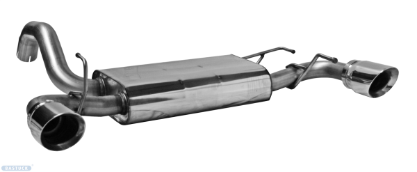 Bastuck Endschalldämpfer querliegend mit Einfach Endrohr 1 x Ø 100 mm, 20° schräg Ausgang LH + RH - Fiat 500 Abarth