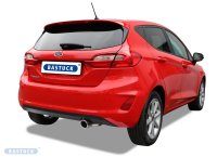 Bastuck Rear silencer with single tailpipe RH, 1 x Ø 90 mm, cut 20°, with inward curl, with exhaust flap - Ford Fiesta JHH 1.0 EcoBoost