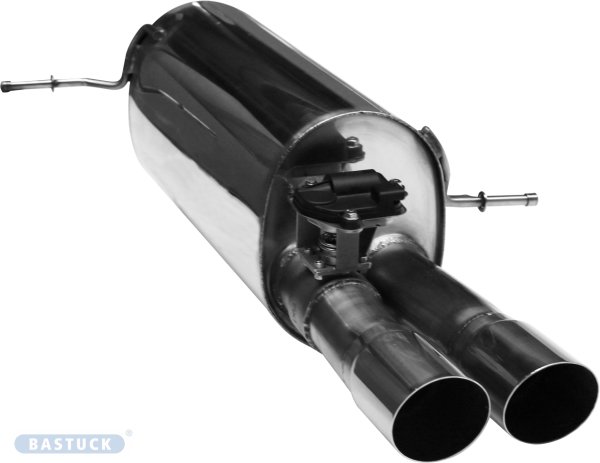 Bastuck Rear silencer RH with double tailpipes 2x Ø 76 mm cut 20° , with exhaust flap - Ford Fiesta JHH 1.5 ST