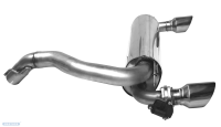 Bastuck Rear silencer with single exit 1 x Ø 100 mm LH + RH cut 30° with exhaust flap - Ford Focus 3 RS