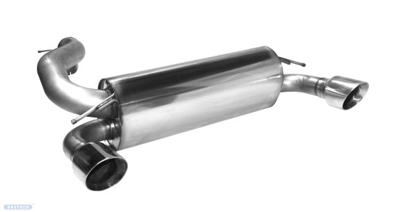 Bastuck Rear silencer with single exit 1 x Ø 100 mm LH + RH cut 30° without exhaust flap - Ford Focus 3 RS