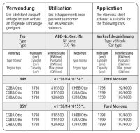 Bastuck Adaptor complete system on original system - 00-07 Ford Mondeo 4-Cylinder Saloon