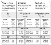 Bastuck Vorschalldämpfer - 00-07 Ford Mondeo 4/6-Zylinder (+Diesel) Limosine