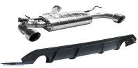 Bastuck Rear silencer with single tailpipe 1x Ø100 mm LH+RH (in RACE look) with exhaust flap and rear valance - 18+ Kia Ceed CD