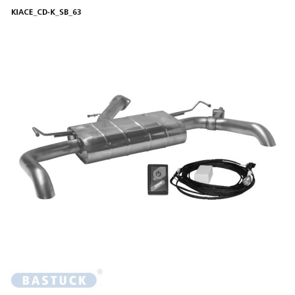 Bastuck Rear silencer with simple tailpipe 1x Ø 63 mm LH+RH, with exhaust flap - 19+ Kia ProCeed GT-Line (w/o 1.6 T-GDI)