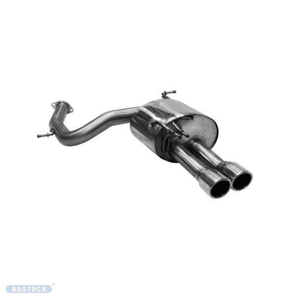 Bastuck Rear silencer with double tailpipe 2x Ø 90 mm RH, cut 20°, with inward curl, without exhaust flap - 20+ Kia Sorento MQ4 1.6 T-GDI / 2.2 CRDi AWD