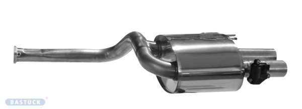 Bastuck Rear silencer with 2x tailpipes Ø 63 mm for series rear apron, with exhaust flap LH - Kia Stinger 2.0/3.3 T-GDI (+V6)