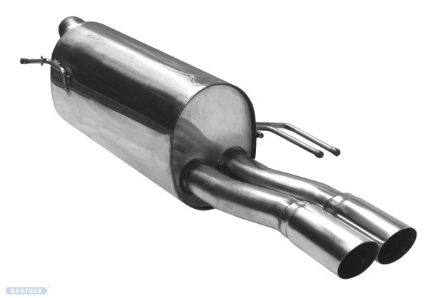 Bastuck Rear silencer with double tailpipes 2 x Ø 63 mm, cut diagonally 20° - 17+ Kia Stonic