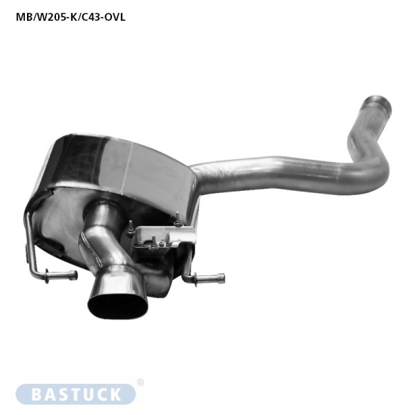 Bastuck Rear silencer LH, with oval tailpipe 90x60 mm, for original rear apron, with exhaust flap - 16+ Mercedes W205 (C160/C180/C200/C300/AMG C43) 6-Cylinder (Models with original exhaust flap only)