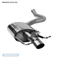 Bastuck Rear silencer LH, with oval tailpipe 90x60 mm, for original rear apron, with exhaust flap - 16+ Mercedes W205 (C160/C180/C200/C300/AMG C43) 6-Cylinder (Models with original exhaust flap only)