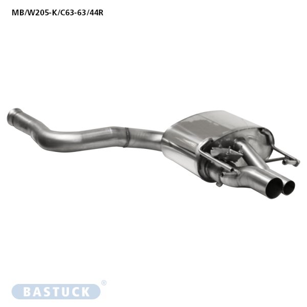 Bastuck Rear silencer RH, with double exit Ø 63mm Ø 44 mm, for original rear apron, with exhaust flap - 16+ Mercedes W205 (AMG C63) 8-Cylinder (Models with original exhaust flap only)