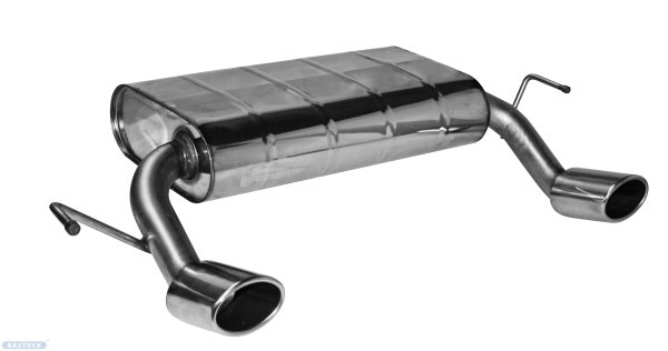 Bastuck Rear silencer with single oval tailpipe LH + RH cut 20° with inward curl 105 x 75 mm - Opel Adam