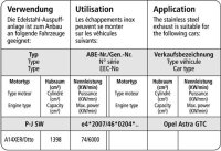 Bastuck Ersatzrohr für Vorschalldämpfer - Opel Astra J Benziner (+GTC / ohne Caravan)