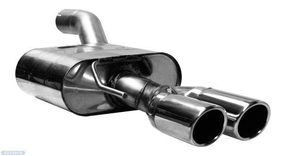 Bastuck Rear silencer with double tailpipe cut 20° with inward curl 2 x Ø 76 mm LH exit - Opel Astra J Sports Tourer Turbo