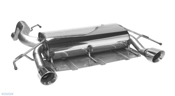 Bastuck Rear silencer with single tailpipe 1 x Ø 90 mm LH+RH cut 30° (RACE-Look) - Opel Corsa E OPC