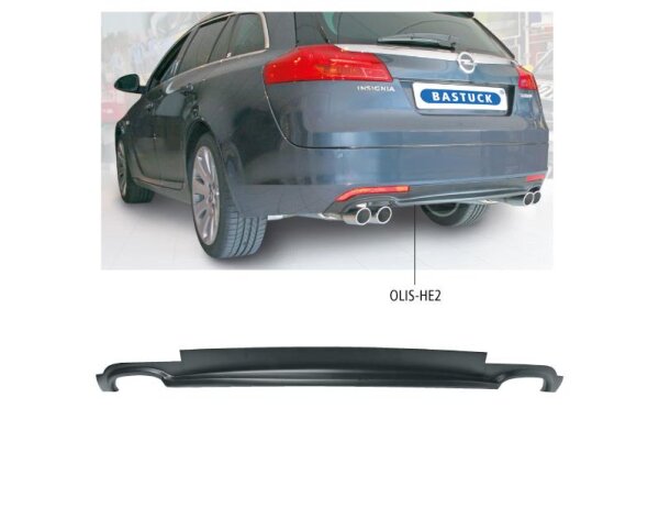 Bastuck Rear Valance insert with cut out for 2x double tailpipes, matt black, ready to paint - Opel Insignia A Estate