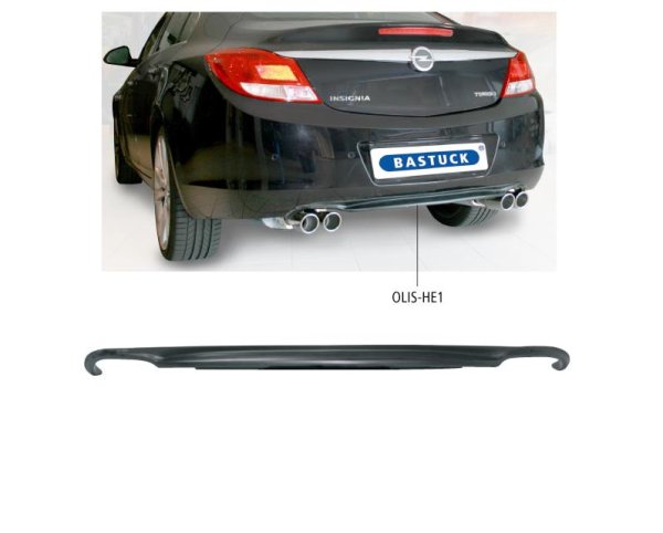 Bastuck Rear Valance insert with cut out for 2x double tailpipes, matt black, ready to paint - Opel Insignia A Saloon