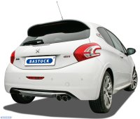 Bastuck Rear silencer RH with double tailpipe 2 x Ø 76 mm, cut 20° - Peugeot 208 1.6T THP (+GTI / Diesel HDI)