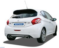 Bastuck Rear silencer RH with trapezoid tailpipe 1 x 114 x 74 mm with inward curl - Peugeot 208 1.6T THP (+GTI / Diesel HDI)