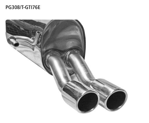 Bastuck Rear silencer with double tailpipe 2 x Ø 76 mm cut 20° with inward curl - Peugeot 308 Saloon (Petrol Turbo GTI)