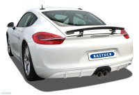 Bastuck Sport exhaust system with axle tubes with integral insulation and exhaust flap with 2 x Ø 90mm RACE tailpipes, central exit - 16+ Porsche Boxster (718) / 12+ Porsche Cayman (981)