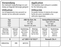 Bastuck Rear silencer with single oval tailpipe cut 20° with inward curl 110 x 70 mm with connection for tailpipe set RH - Renault Clio 4 1.0T/1.2 (+Diesel)