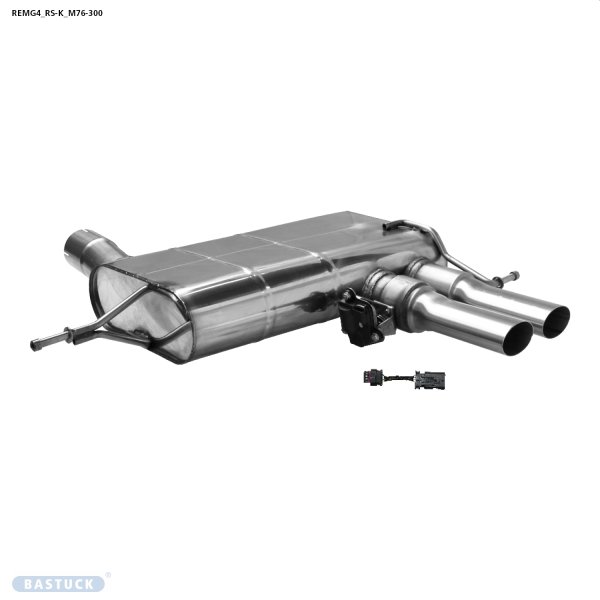 Bastuck Rear silencer with double tailpipes central 2x Ø 76 mm, with exhaust flap for vehicles with original rear silencer with exhaust flap - Renault Megane 4 1.8 RS