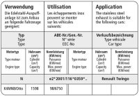 Bastuck Tube replacing central silencer - Renault Twingo 2 / Renault Wind