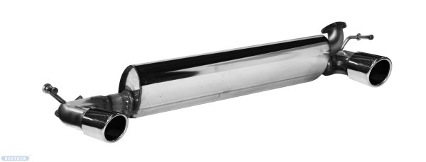 Bastuck Rear silencer with single tailpipe 1 x Ø 76 mm, LH+RH, cut 20°, with inward curl - Renault Twingo 3