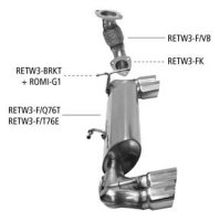 Bastuck Rear silencer with single tailpipe LH+RH 1x Ø 76 mm, with inward curl, cut obliquely at 20° - 19+ Renault Twingo 3 Facelift