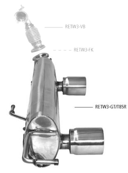 Bastuck Rear silencer with single tailpipe LH + RH, 1 x Ø 85 mm (with RACE look) - Renault Twingo 3 GT