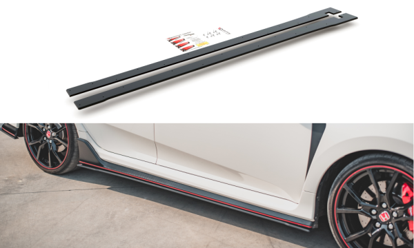 Maxton Design Racing Durability Side Skirts Diffusers V.2 red - Honda Civic X Type-R